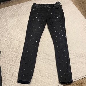 True Religion mid rise super skinny Black Studded Jeans
